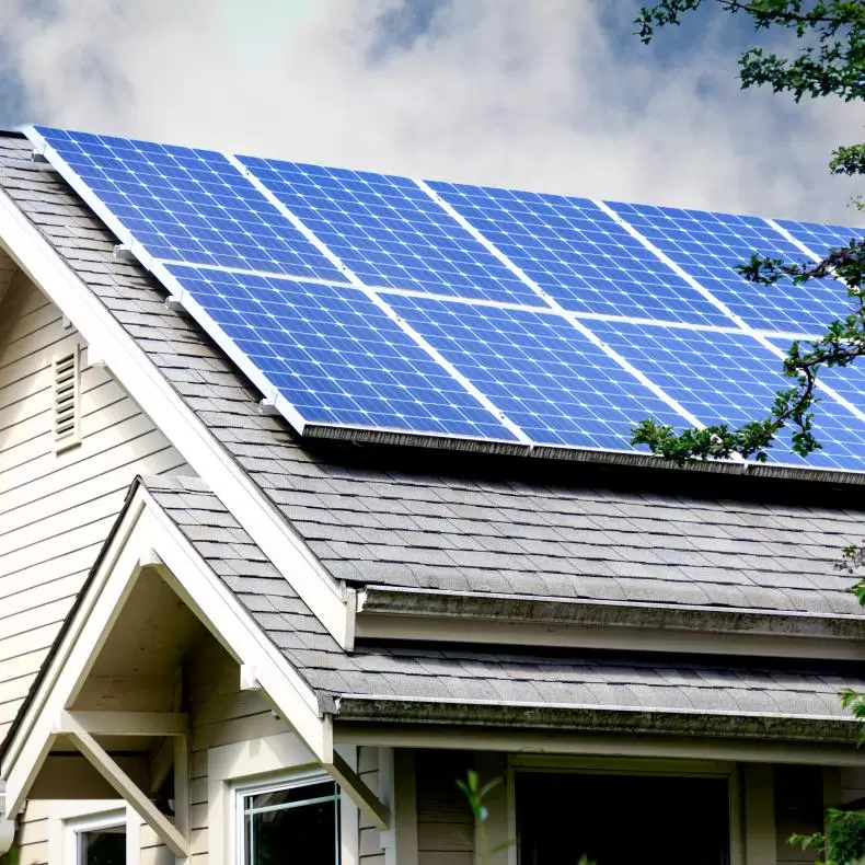 Solar panel on the roof of a house