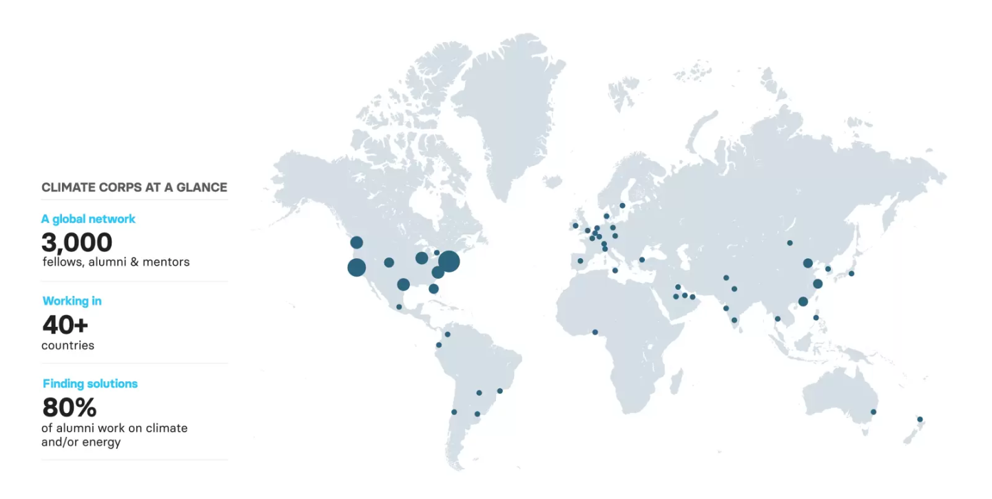 Map of climate corps alumni
