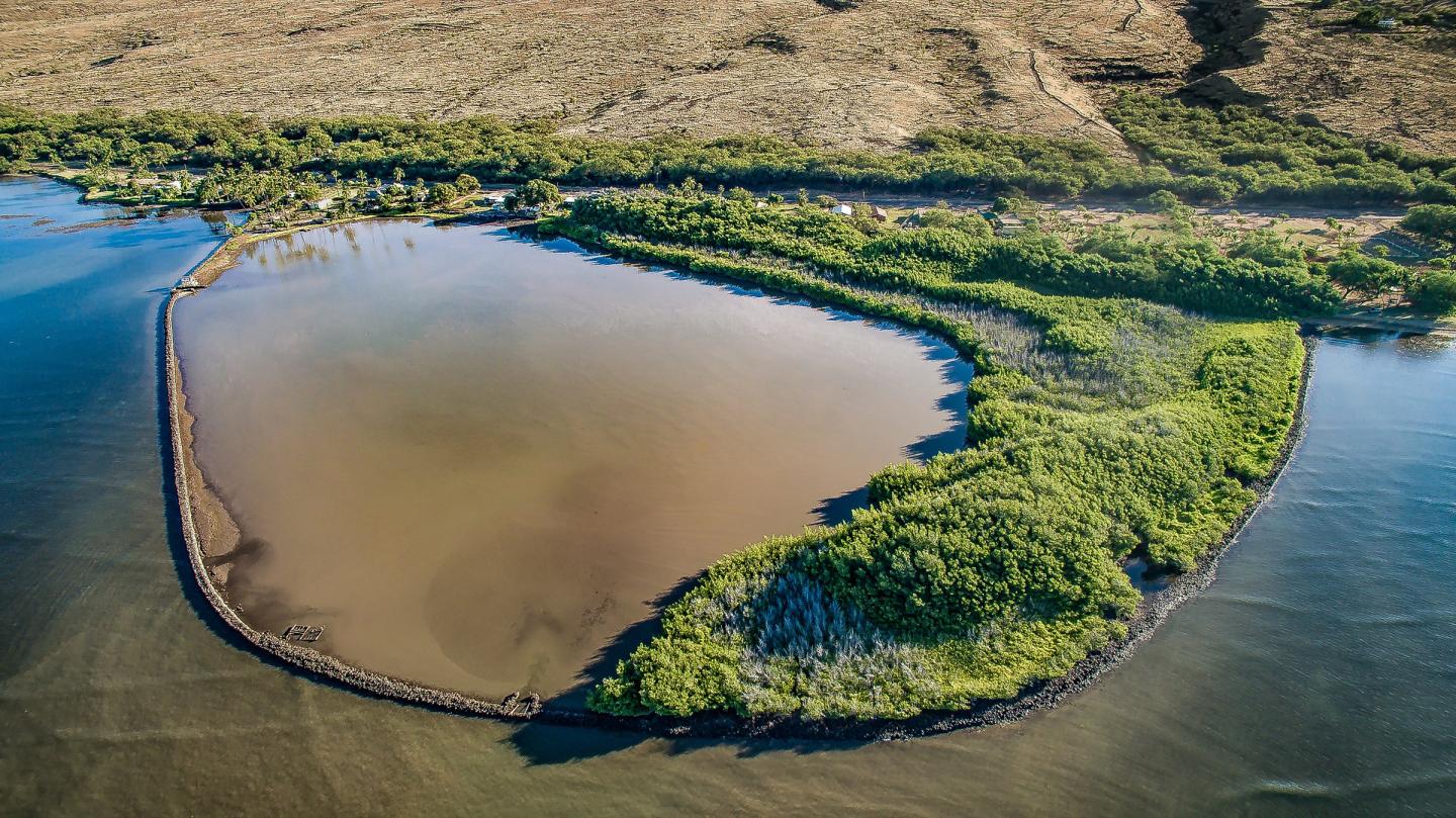 The Alii fishpond on Molokai Island, Hawaii 