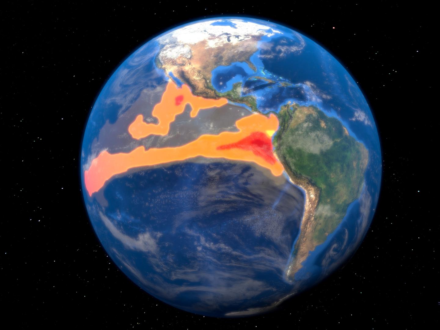 A graphic of the Earth showing the El Niño weather pattern