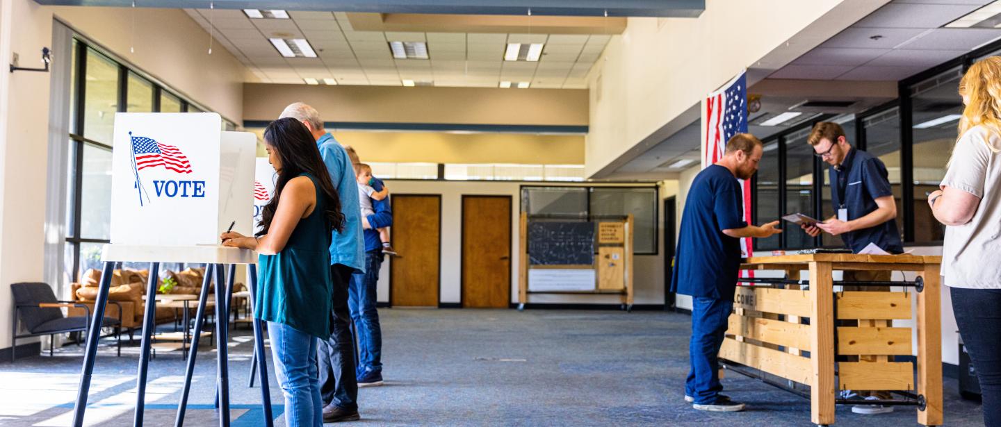 People voting at voting booths