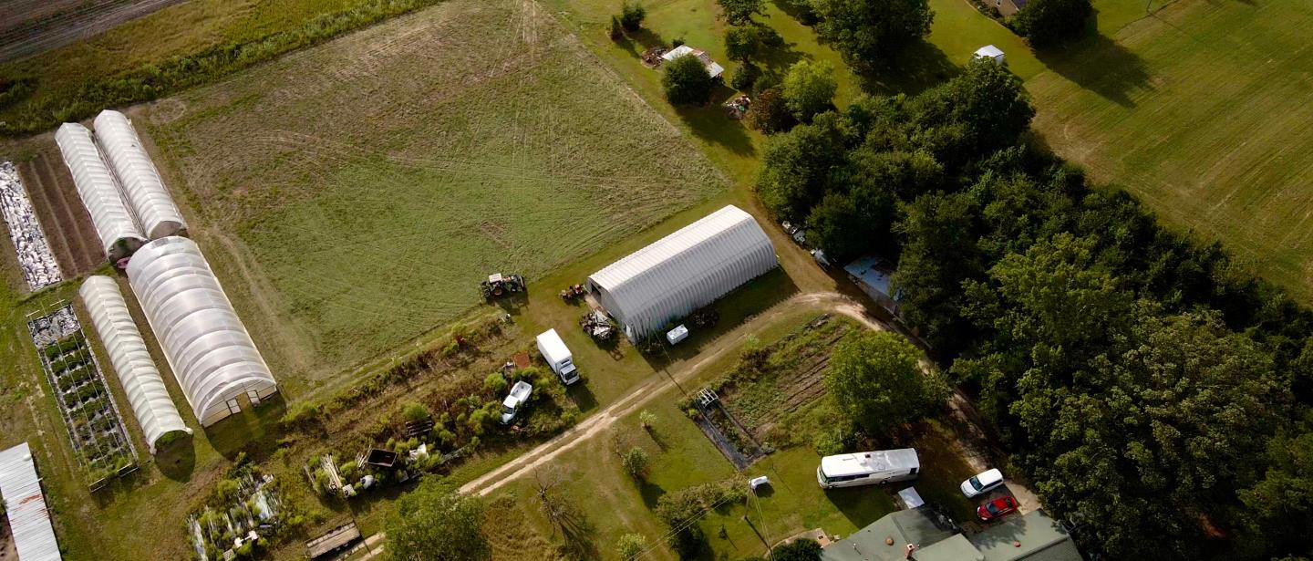 An overhead shot of a farm