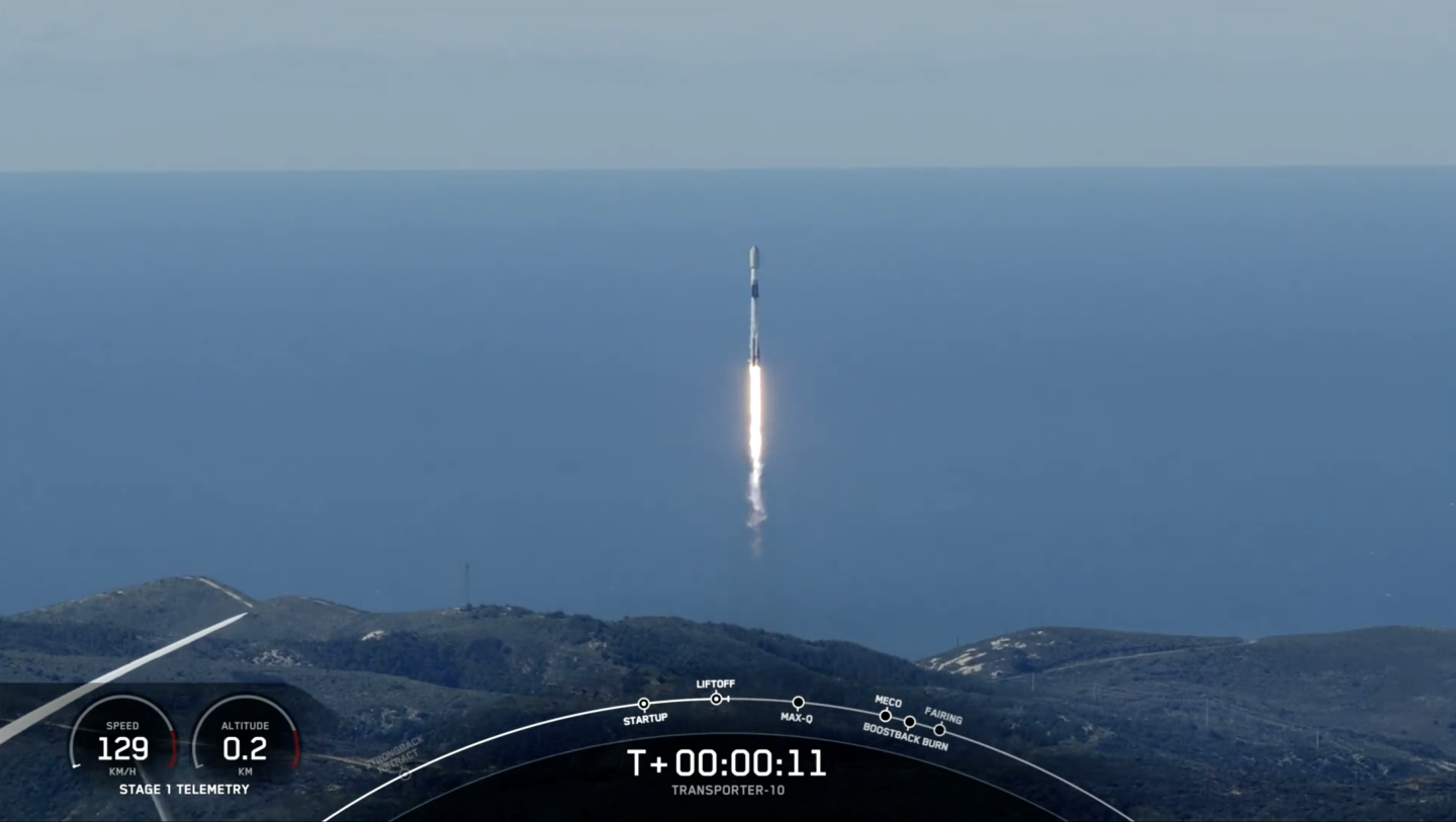 A rocket mid launch headed for outer space