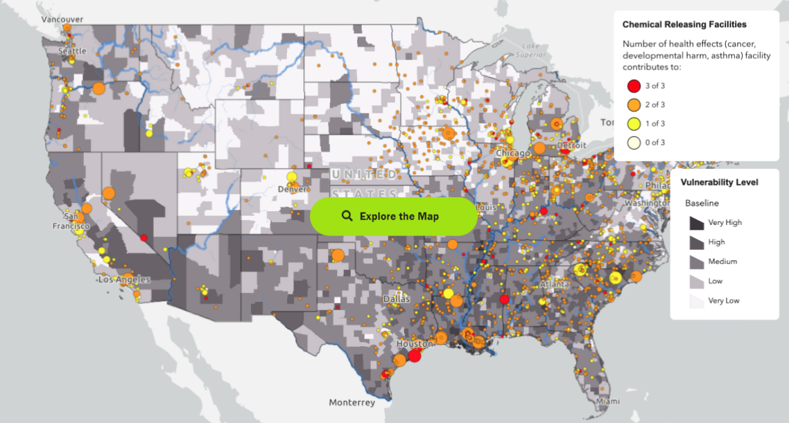 A screenshot of the Chemical Exposure Action Map