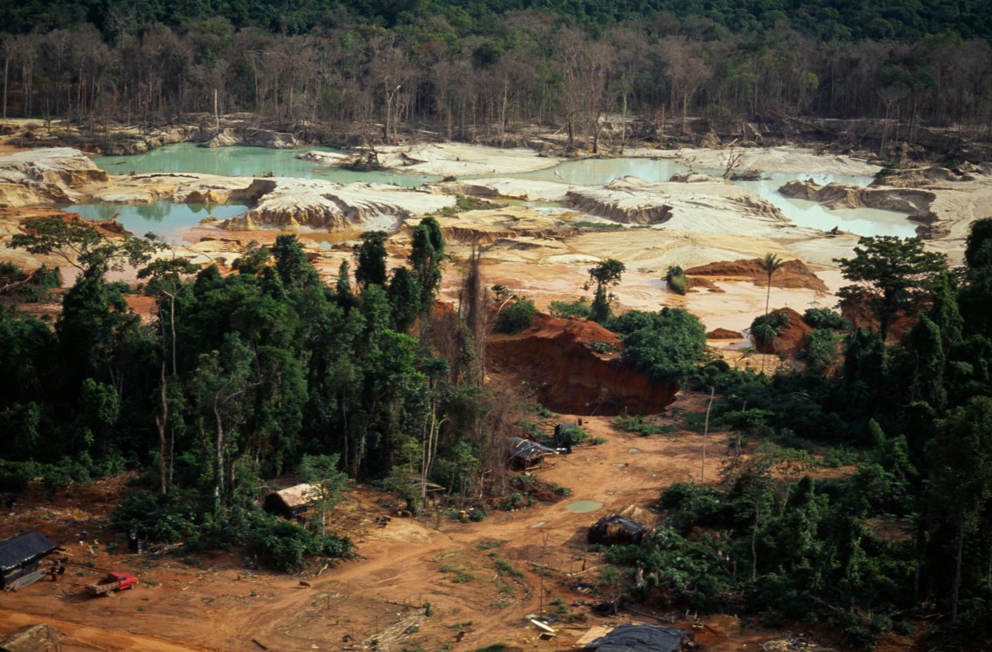 An illegal gold mine in Brazil that has devastated the landscape