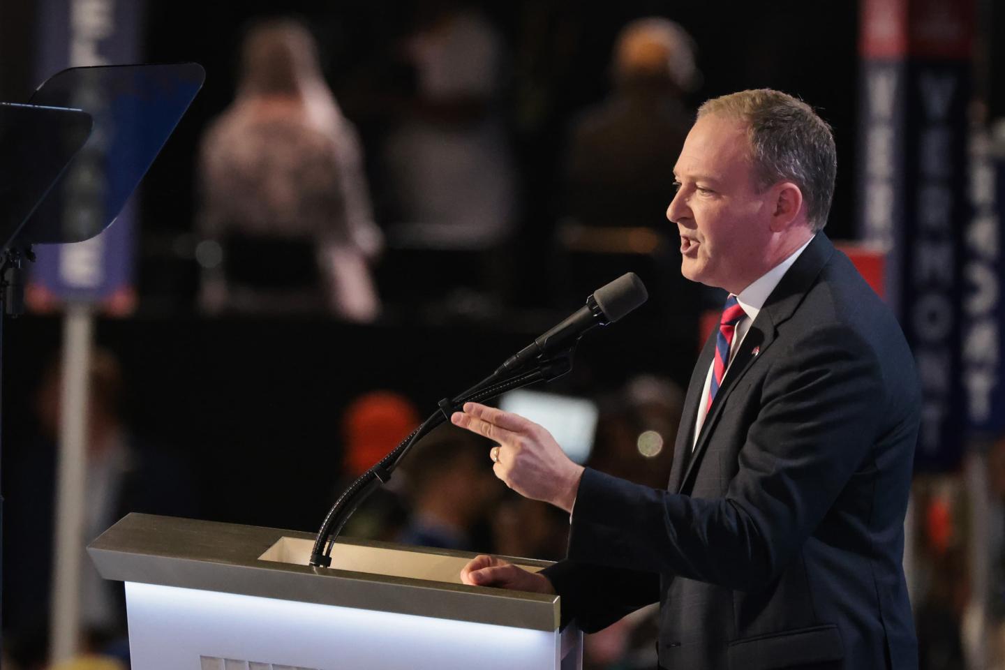 Lee Zeldin on the stage speaking at the Republican National Convention