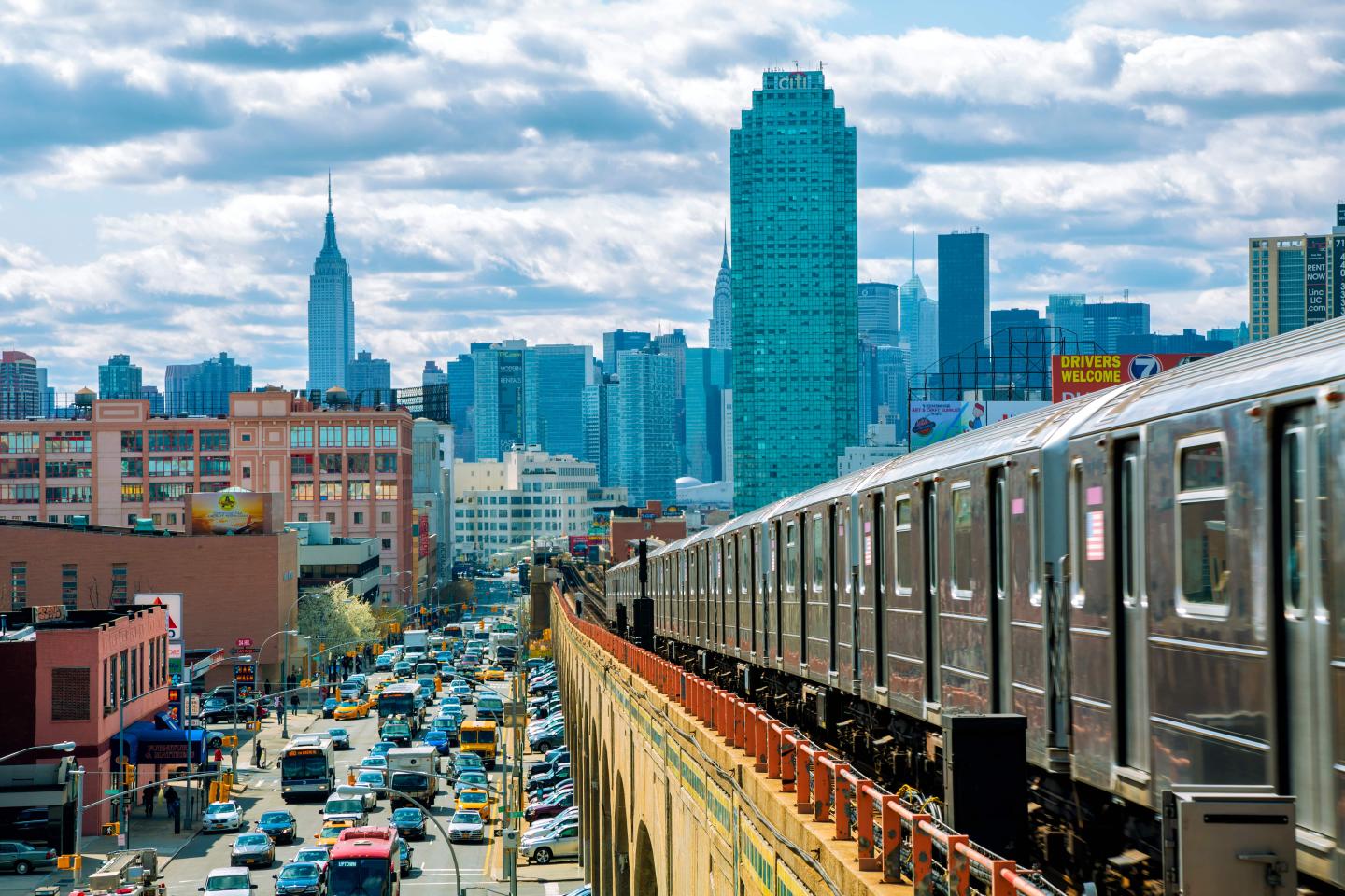 A subway car headed into New York City