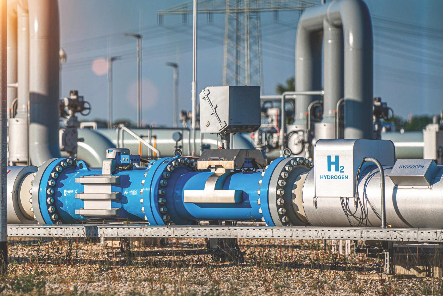 Pipeline with H2 hydrogen labeled on it