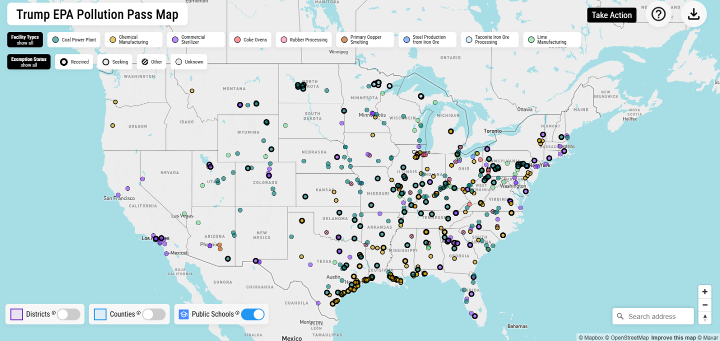 Screenshot of the Polluter Pass Map