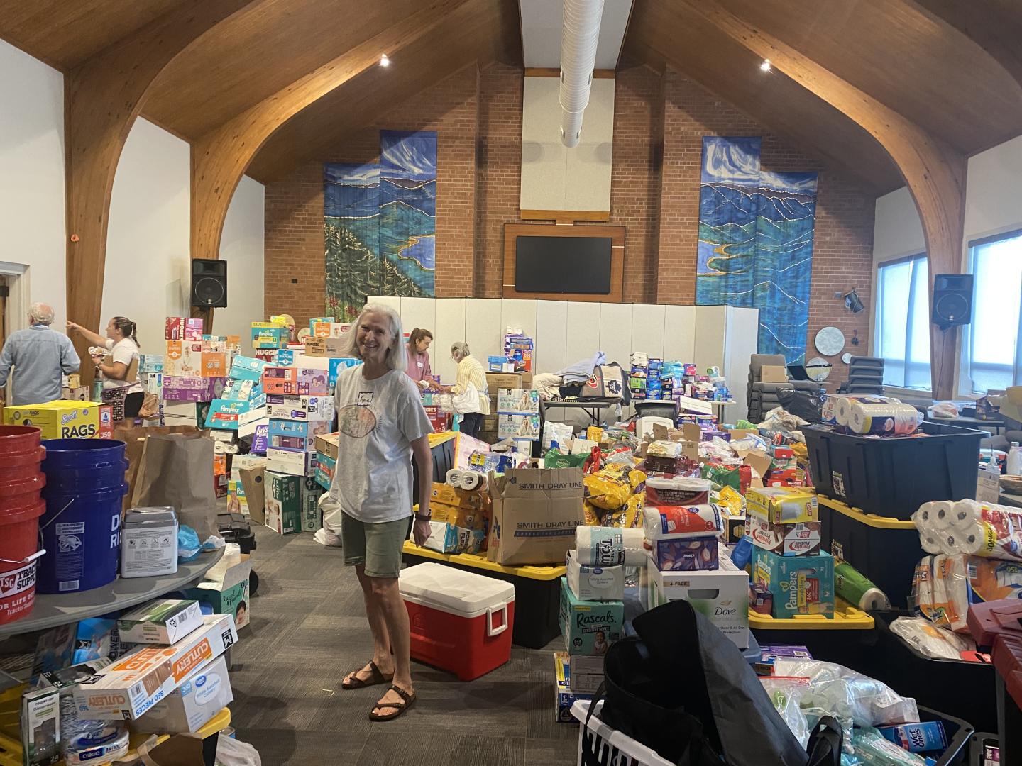 Volunteer at church distribution center