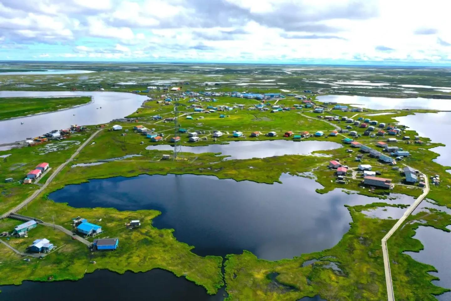 An overhead shot of Kipnuk before Typhoon Halong