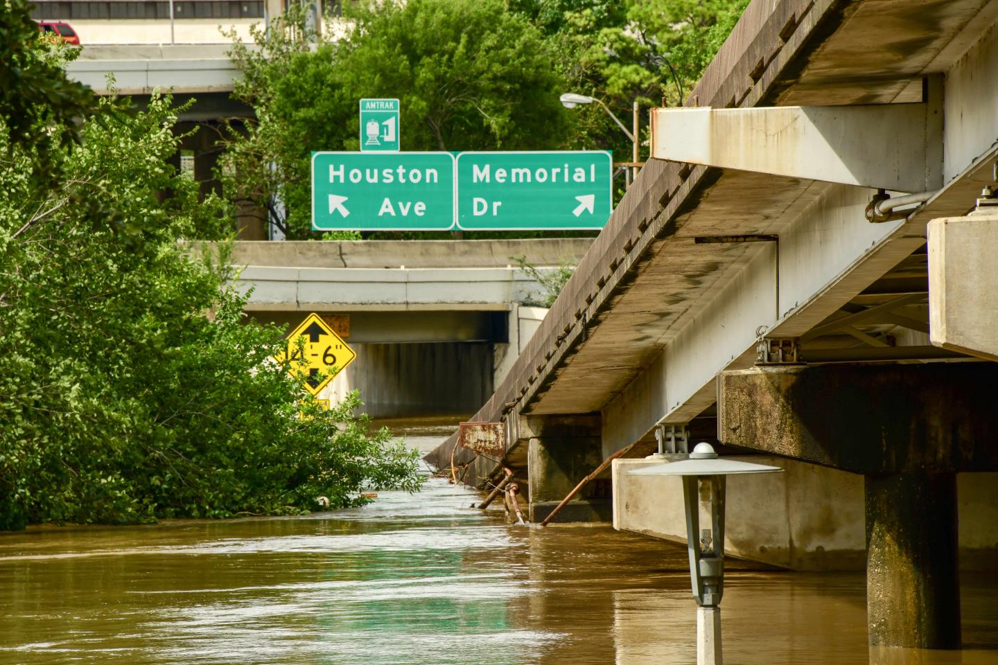 Flooded streets in Houston after Hurricane Harvey