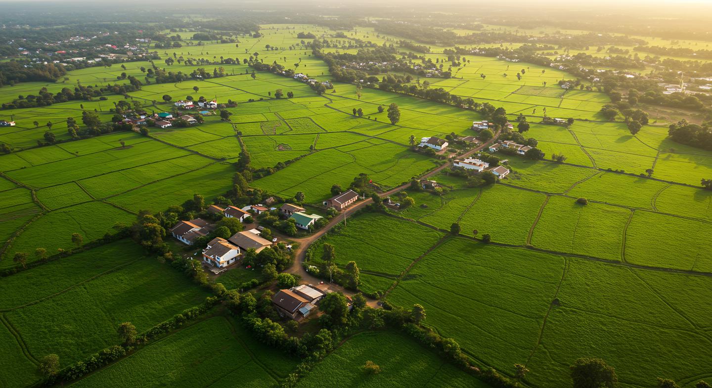 Green farmland in rural India