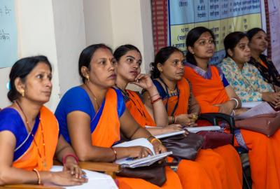 A group of India's accredited social health activists in a training