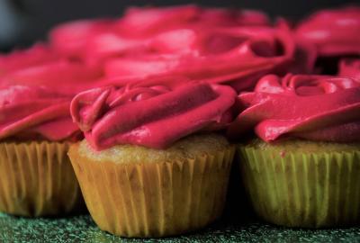 Cupcakes with red icing