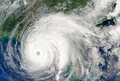 A satellite shot of a hurricane