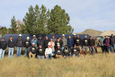 Members of the Chippewa Cree Tribe gearing up to erect solar panels
