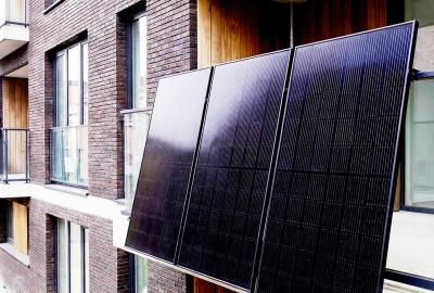 Solar panels hanging on a balcony