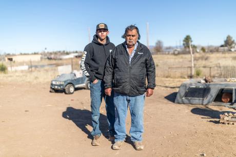 Miguel and Mickey Borunda standing in Marfa, Texas