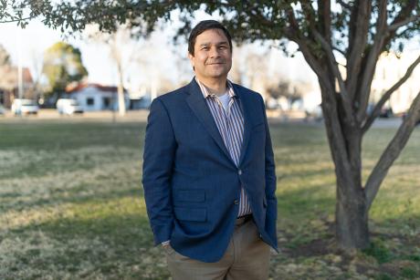 Rogelio Rodriguez standing in Marfa, Texas