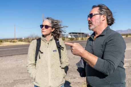 Vanessa Puig-Williams with Trey Gerfers in Marfa, Texas