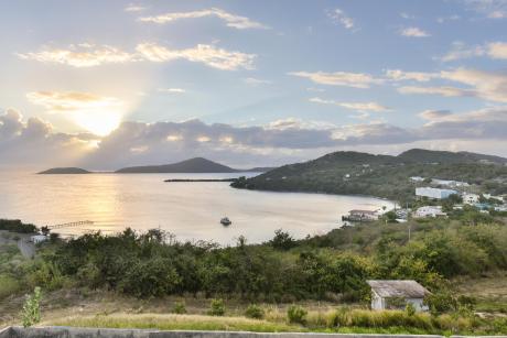 The sun setting across a bay in Puerto Rico