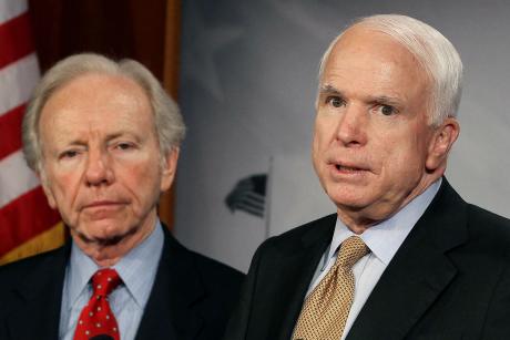 Joe Lieberman and John McCain standing next to each other